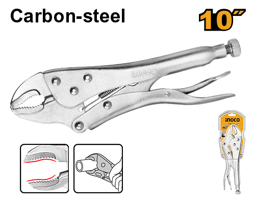 Curved jaw locking plier