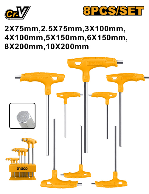 8 Pcs T-handle hex wrench set