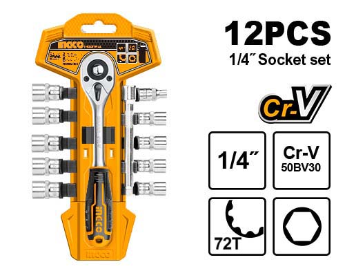 12 Pcs 1/4" socket set