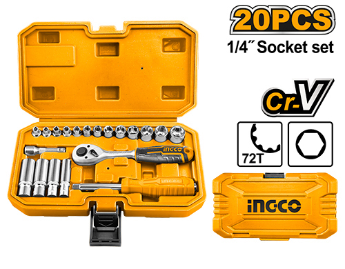 20 Pcs 1/4" socket set