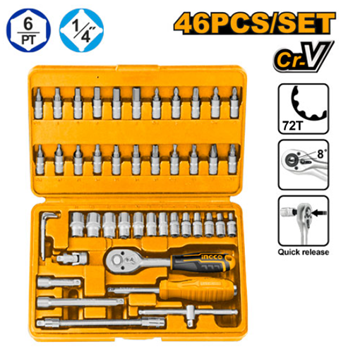 46 Pcs 1/4" socket set