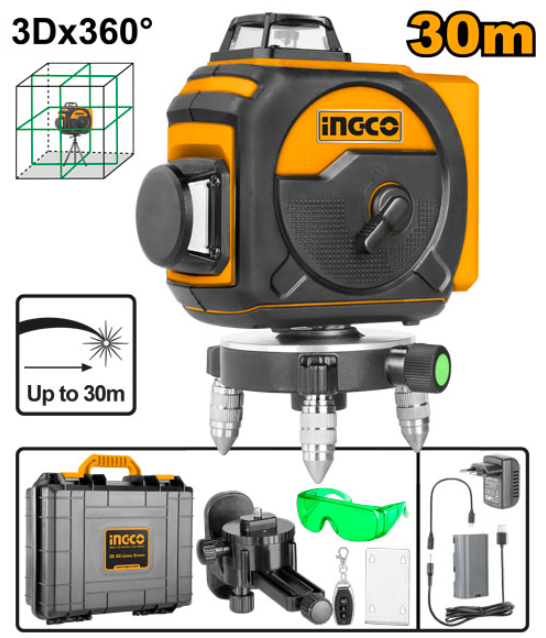 Cordless 3D laser level